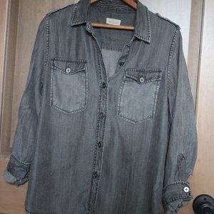 100% Cotton Denim Casual Button-Up Shirt